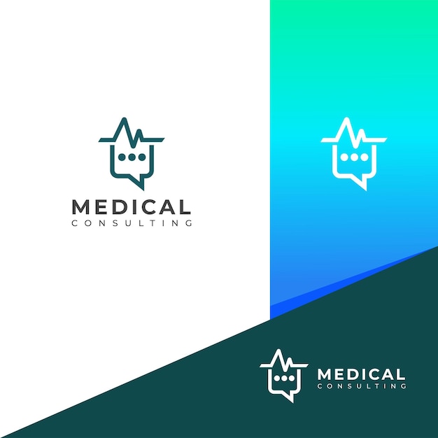 Vector medisch consulting vector logo ontwerp doctor chat consulting talk logo