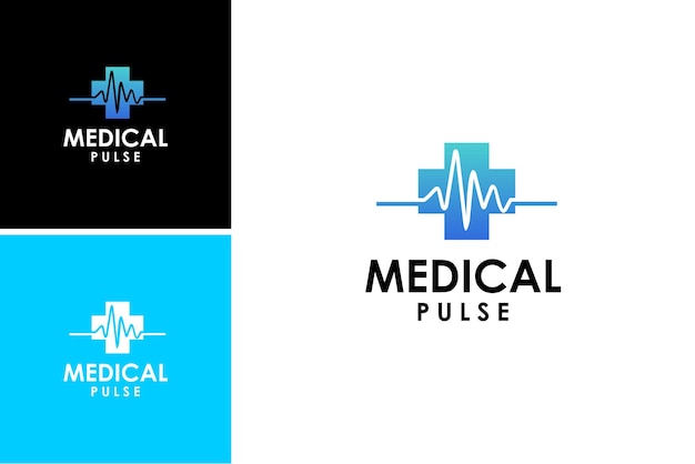 medisch kruis logo met pulse levendige cardiologie vector sjabloon