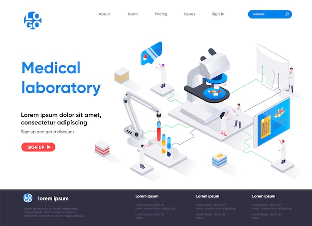 Medisch laboratorium isometrische bestemmingspagina sjabloon