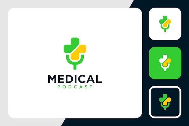 medisch met podcast-logo-ontwerp