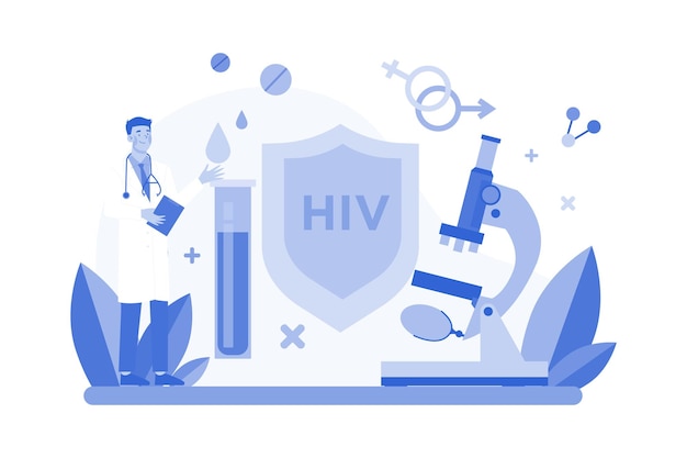 Medisch personeel met hiv-testbuizen doet onderzoek naar aidsbloed