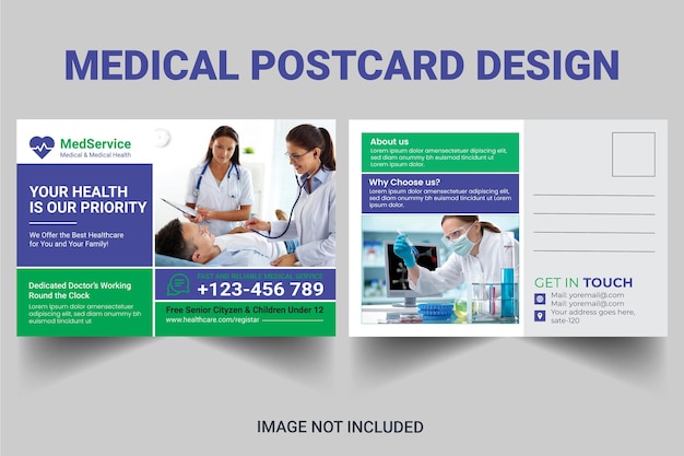 Medische briefkaart ontwerpsjabloon gratis vector