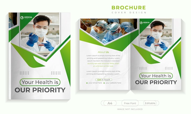 Vector medische brochure omslagontwerp of profielsjabloon voor gezondheidszorg