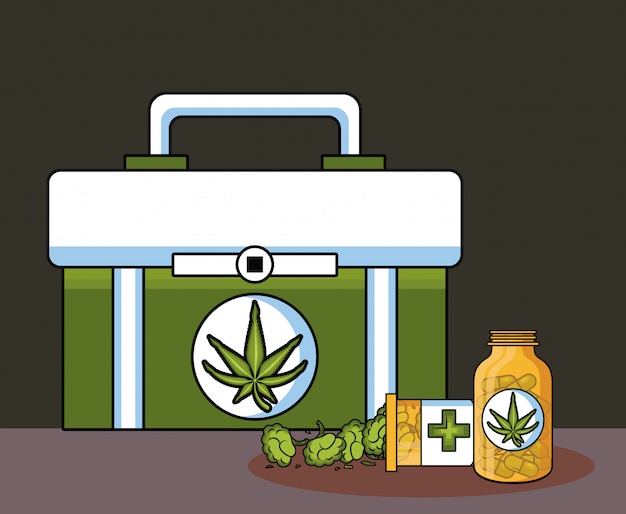 Vector medische cartoons voor cannabis