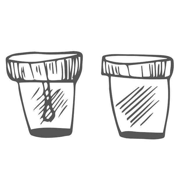 Vector medische container voor biomateriaal hand getrokken doodle vectorillustratie geïsoleerd op een witte achtergrond