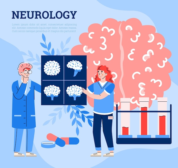 Medische diagnostiek en behandeling van neurologieziekte een vectorillustratie