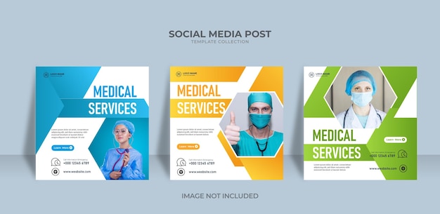 Medische dienst ocial media post sjablonen ontwerp sociale media medische dienst post medisch gezond