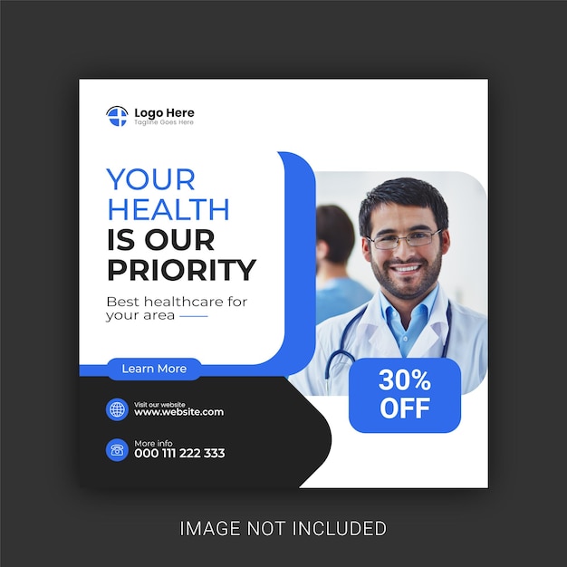Medische en gezondheidszorg instagram banner of social media post sjabloon