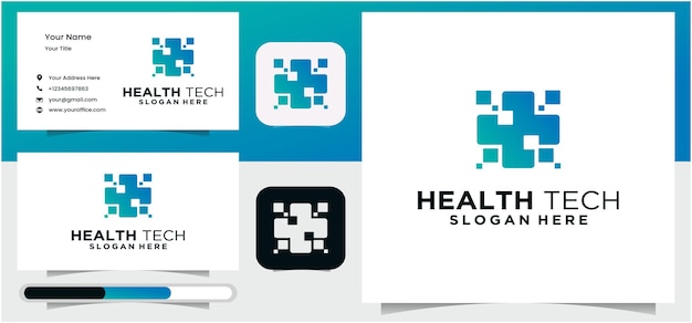 Medische gezondheid digitale Logo ontwerp Vector sjabloon gezondheid logo met technologie concept