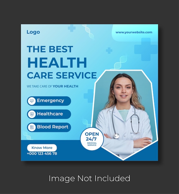 Medische gezondheid sociale media Postsjabloon en instagram-post voor advertentiesbanner
