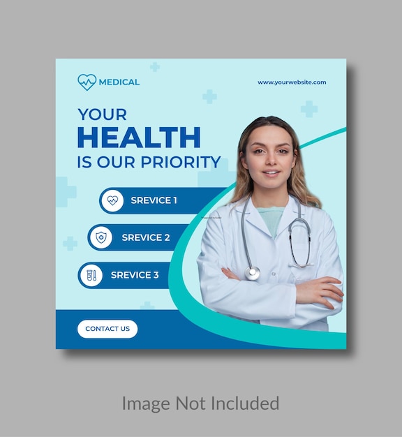 Medische gezondheid sociale media Postsjabloon en instagram-post voor advertentiesbanner