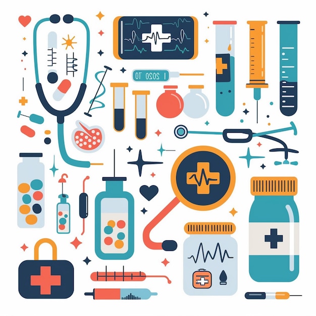 medische gezondheid vector medicijn icoon dokter ziekenhuis zorg illustratie lijn set behandeling