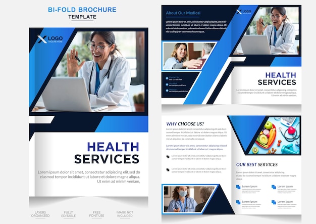 Vector medische gezondheidszorg bifold brochure ontwerpsjabloon