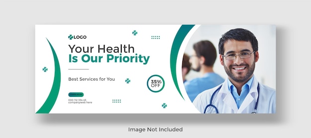 Medische gezondheidszorg Facebook Cover Post en Banner ontwerpsjabloon Premium Vector