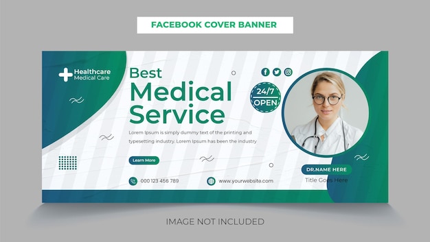 Medische gezondheidszorg facebook omslag banner foto ontwerpsjabloon premium vector