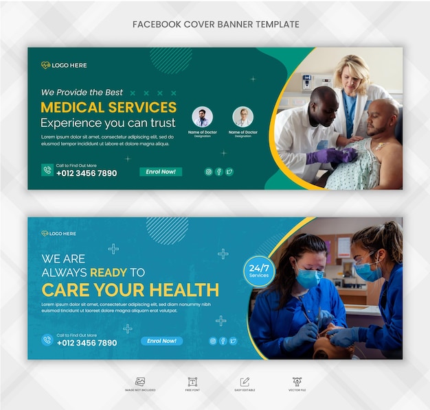 Vector medische gezondheidszorg facebook-omslagbanner