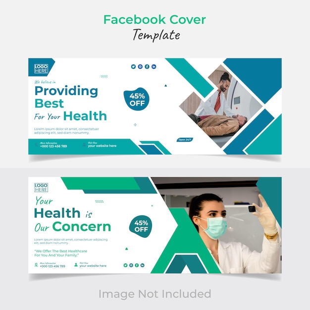 Medische gezondheidszorg facebook omslagontwerp en ontwerpsjabloon voor webbanner