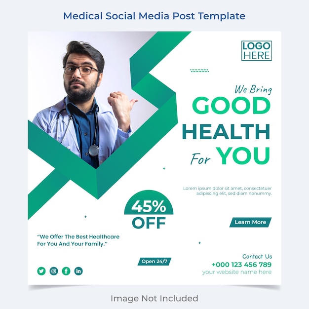 Medische gezondheidszorg webbanner of vierkante flyer of social media post sjabloonontwerp