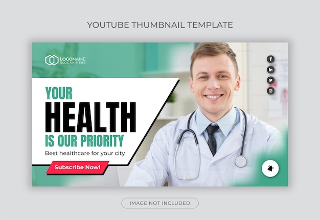 Medische gezondheidszorg youtube-videominiatuursjabloonontwerp