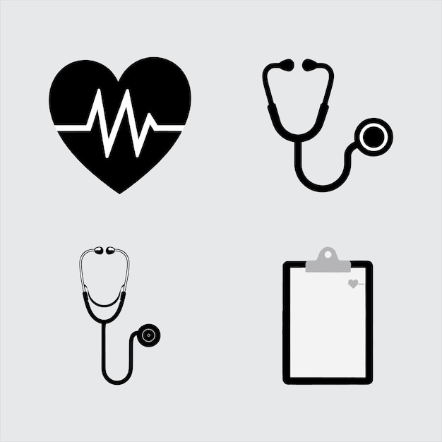 Medische iconen Hartstethoscoop en checklist