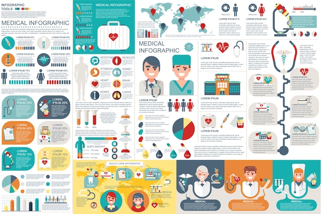 Vector medische infographic elementen vector ontwerpsjabloon