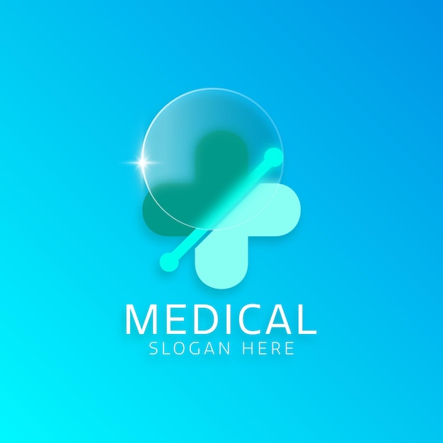 Medische kruis logo glas morfisme vectorillustratie