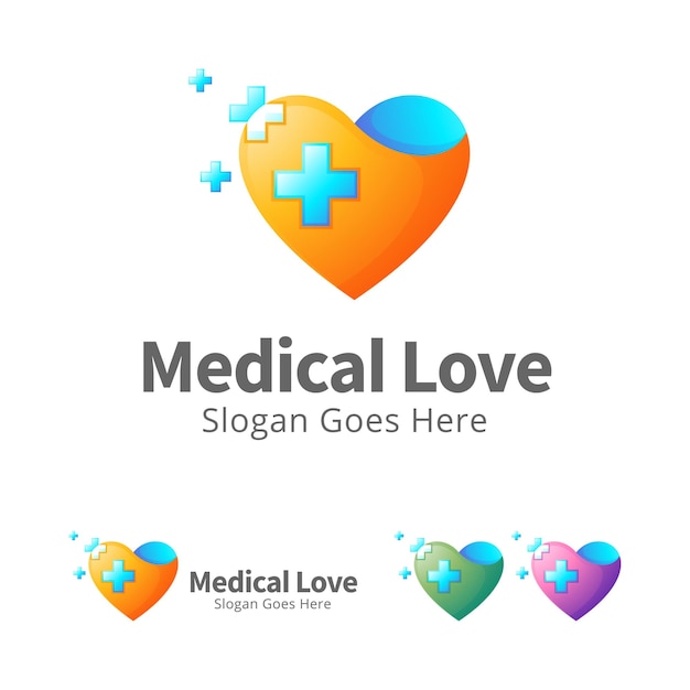 Medische liefde logo ontwerpsjabloon