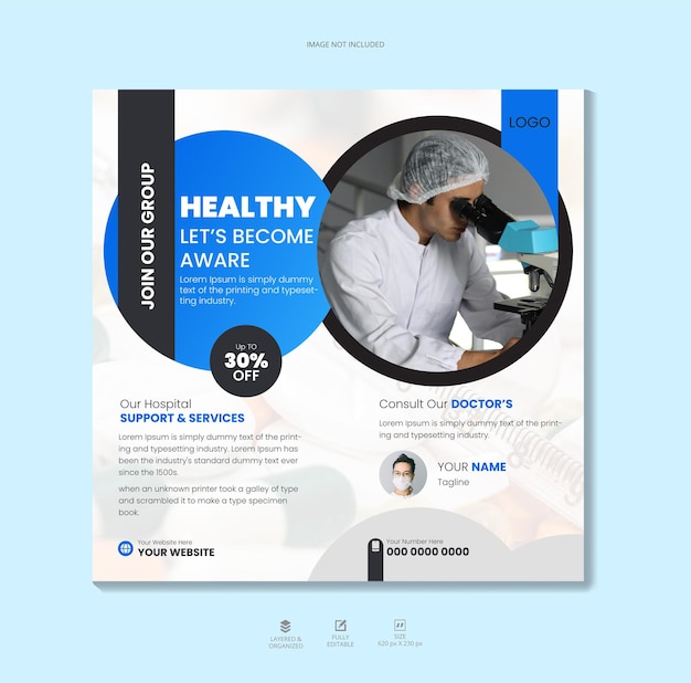 Medische social media post en web banner sjabloon Premium Vector