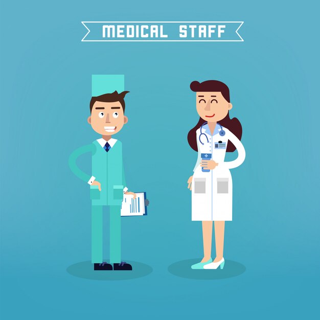 Medische staf. verpleegster en arts. ziekenhuis medisch team. gezondheidszorg. medicine professional. medisch concept.