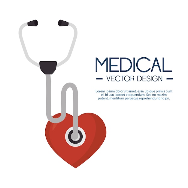 medische stethoscoop hart ontwerplabel