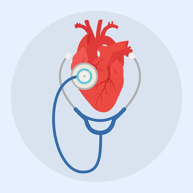 Medische stethoscoop met menselijk hart. Gezondheidszorg en medicijnen