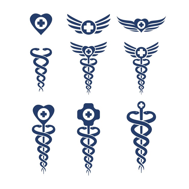 Vector medische symbool set caduceus medische slang vector icoon sjabloon 01