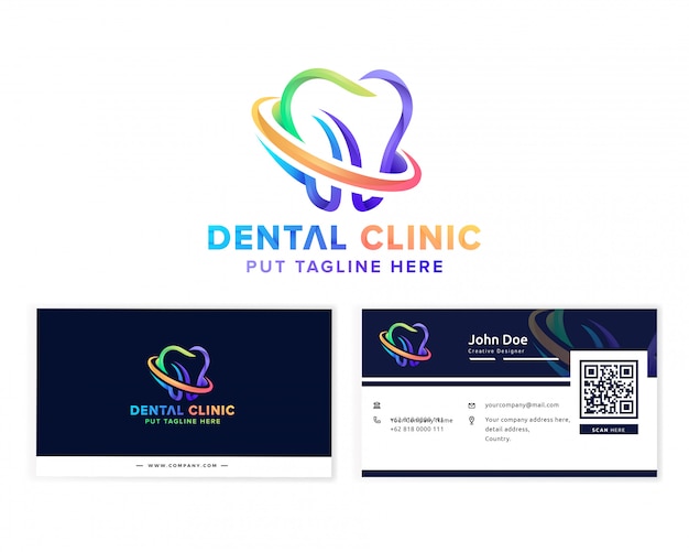 Medische tandheelkundige kliniek logo met visitekaartje voor bedrijf