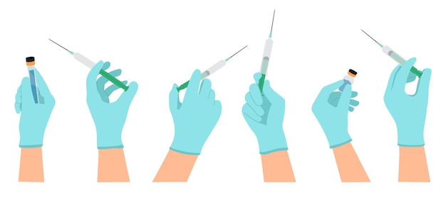 Medische vaccinatie Dokter handen houden spuit en vaccin fles vaccinatie shot Coronavirus of griepvaccinatie