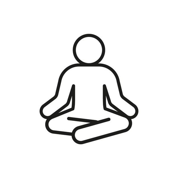 Meditate Yoga Person Sitting In Lotus Position Line Icon Relaxation Tranquility Rest Keep Calm