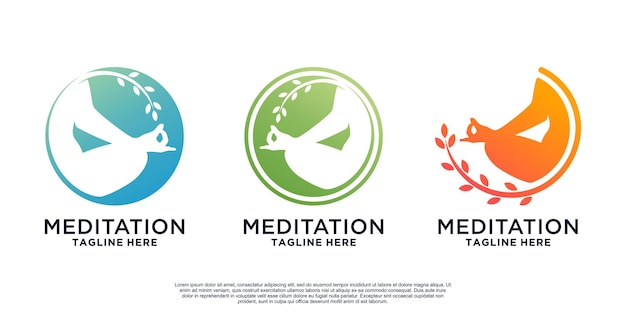 Meditatie leven logo ontwerp Premium Vector