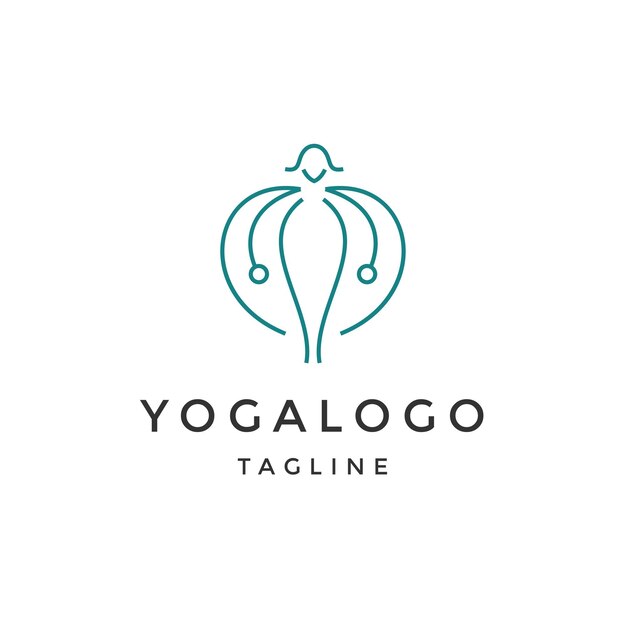 Meditatie yoga blad logo ontwerp sjabloon platte vector