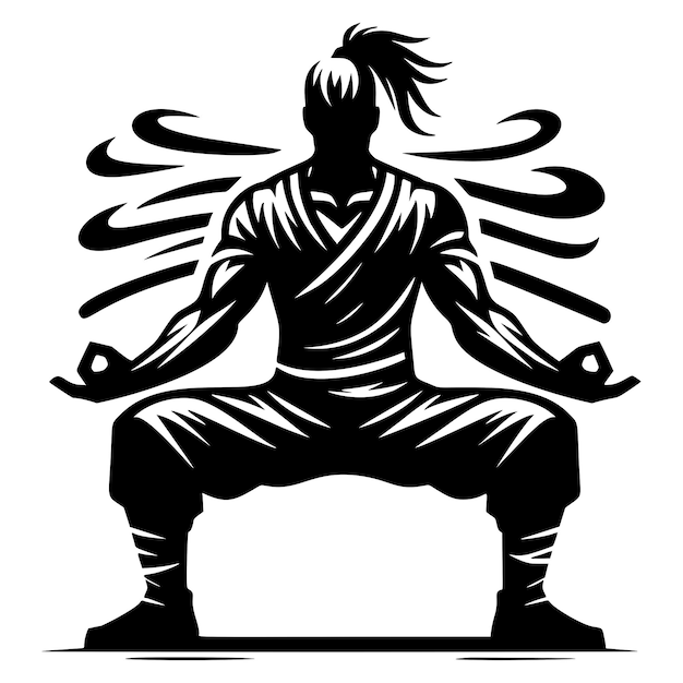 Vector meditating figure with multiple arms