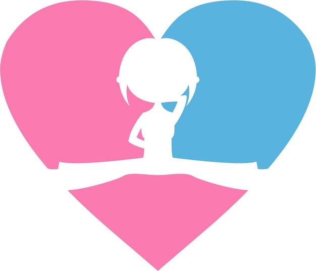 Meditating Heart Yoga Girl in Silhouette Illustration