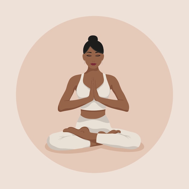 Meditating woman in lotus position