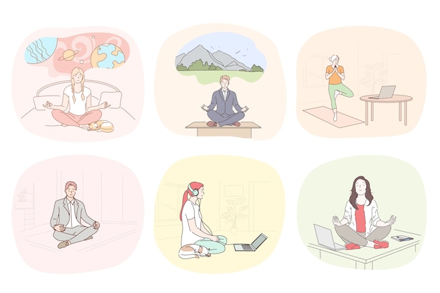 Иллюстрация медитации и релаксации