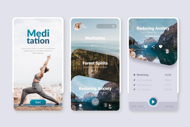 Meditation app interface template