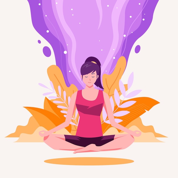 Vector meditation concept illustration