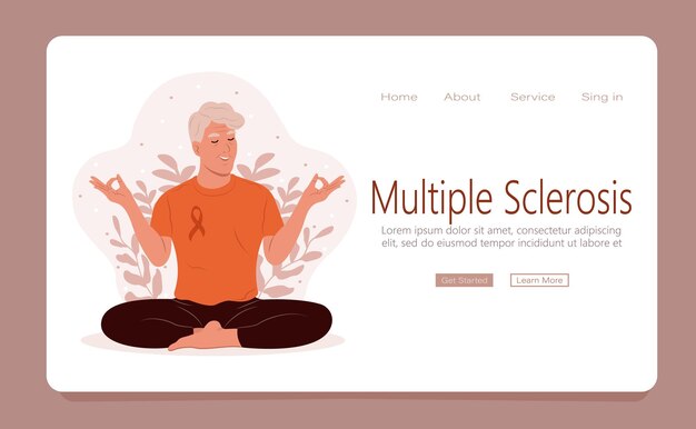 Meditation concept web template An elderly woman meditates in nature The practice of meditation can help reduce the symptoms of multiple sclerosis