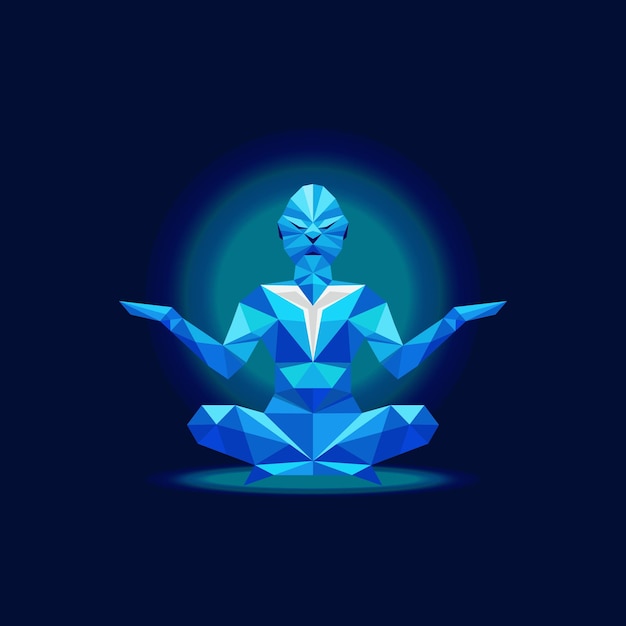 Vector meditation logo polygon human concept design vector