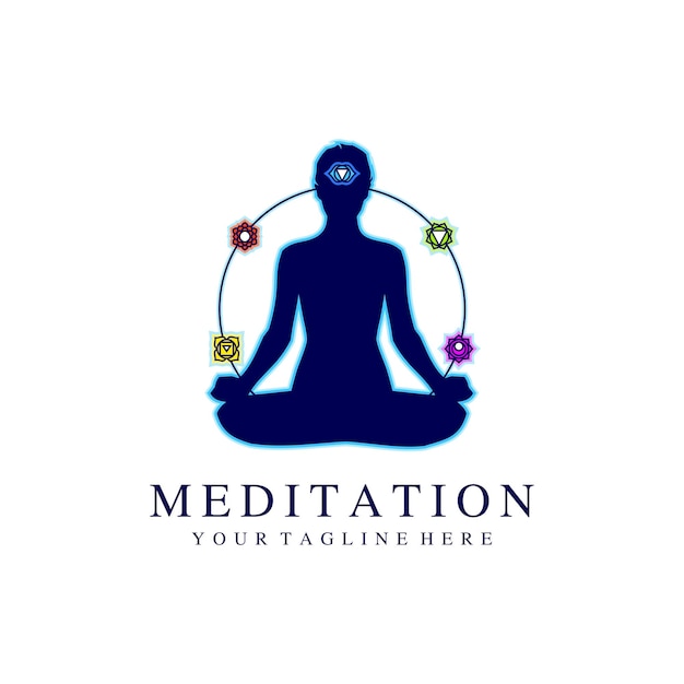 Meditation logo vector icon illustration premium vector