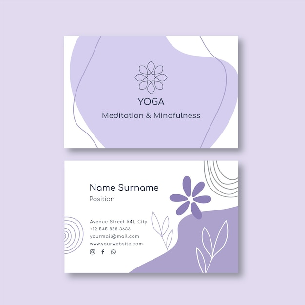 Vector meditation and mindfulness business card template