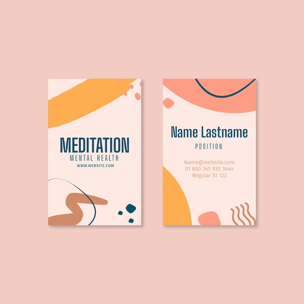 Vector meditation and mindfulness double sided business card