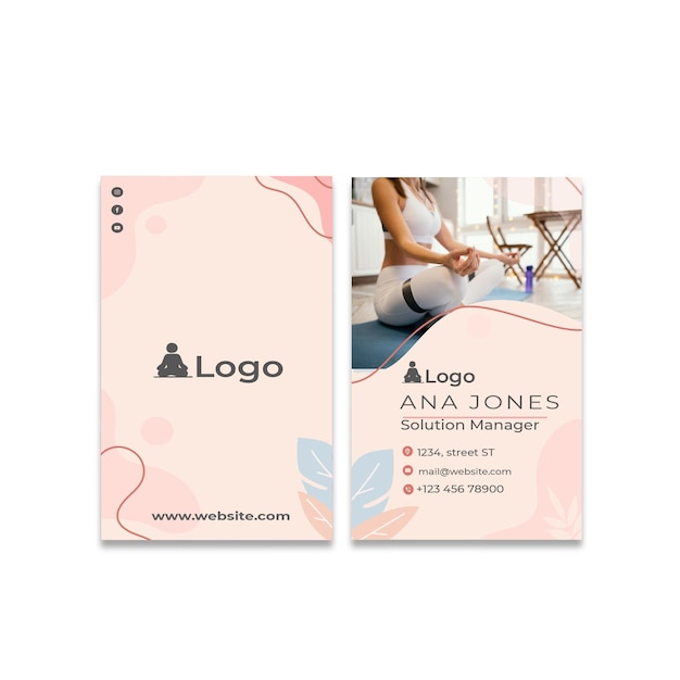 Meditation and mindfulness double-sided businesscard vertical