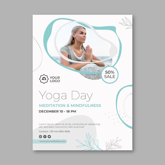 Vector meditation & mindfulness flyer template